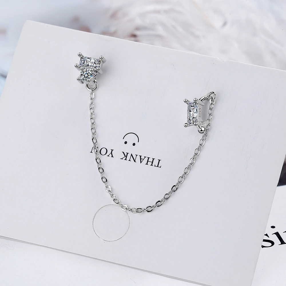 

925 sterling silver earrings all-in-one earrings female simple cold style earrings designer jewelry