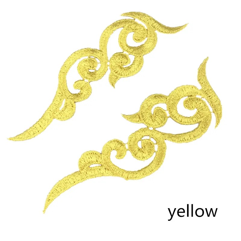 Yellow Zsbszc 20 зеркальные пары LP-1882 полиэстер Ткань Цветы нашивки красочные облака craf белый черный кружево Аппликация аксессуары DA003 - Цвет: Yellow