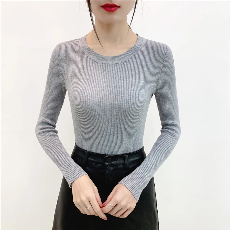 Свитер женский хлопковый с круглым вырезом Осень-зима 2021 | Женская одежда