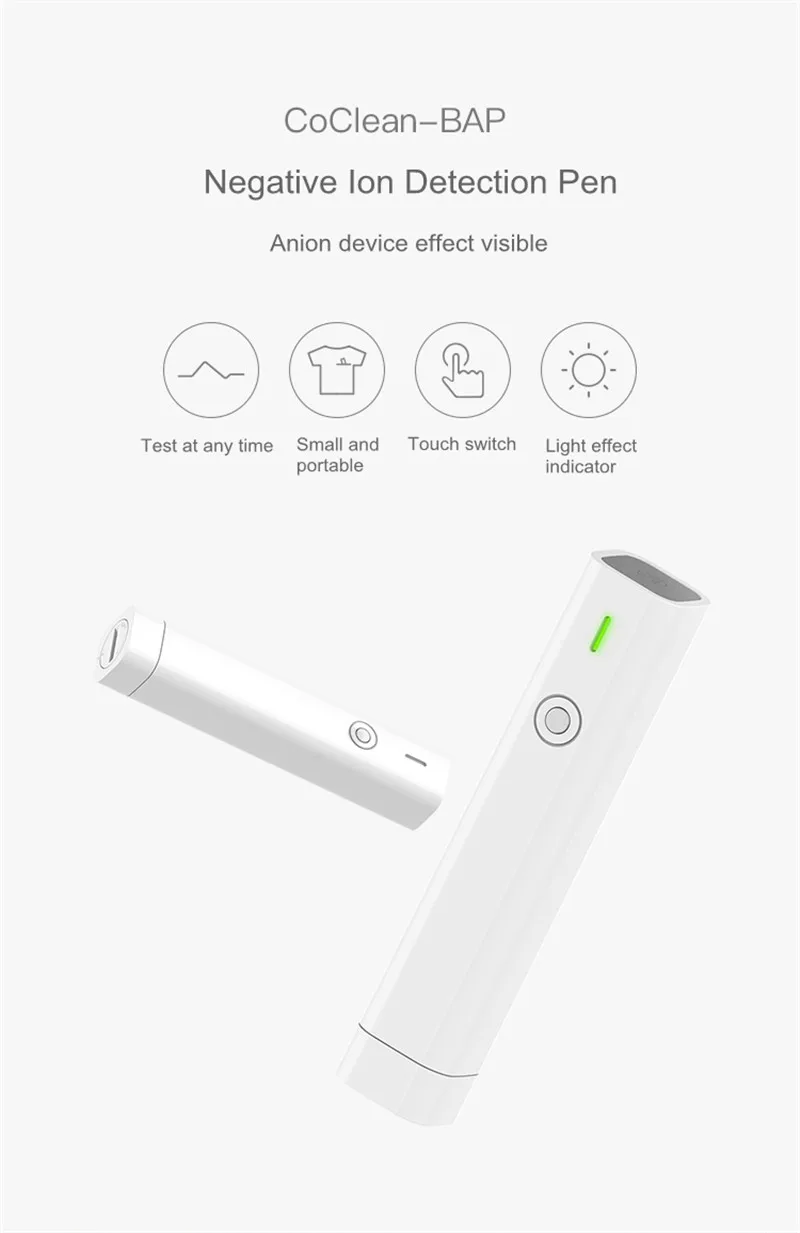 Youpin CoClean-BAP анион продукт тестер ручка отрицательные ионы детектор датчик влажности Анионный очиститель воздуха забота о здоровье