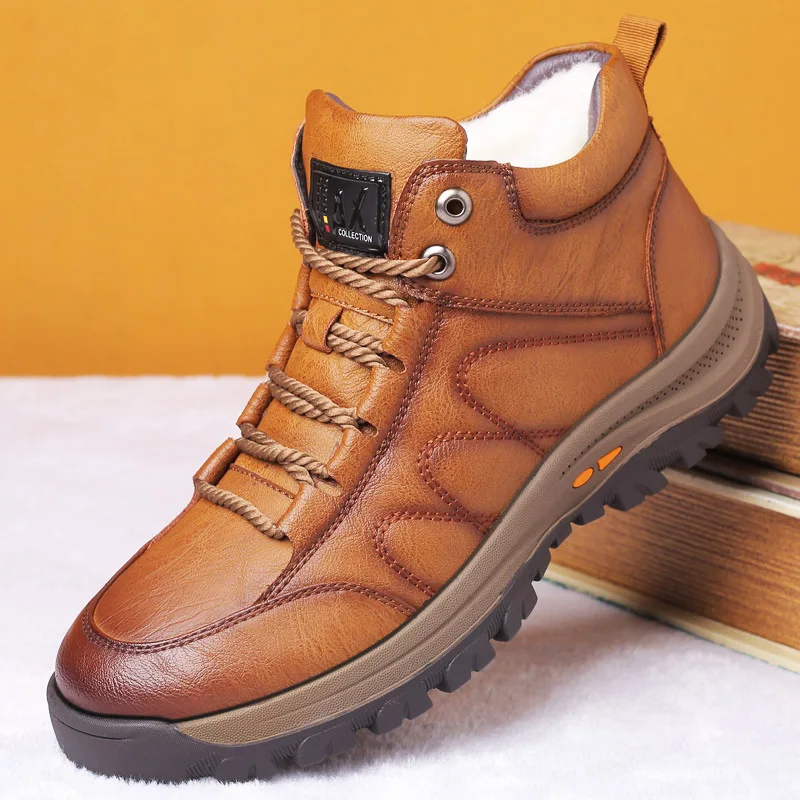 

Waterproof Cold-proof Snow Boots Men's Outdoor Thickening Velvet Leisure High-top Leather Shoes Non-slip Sole Men's Boots