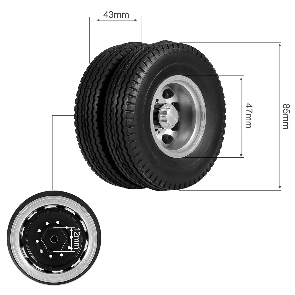 Для 1/14 Tamiya тягач RC альпинист прицеп 2 шт передние/задние колеса с 10 спицами