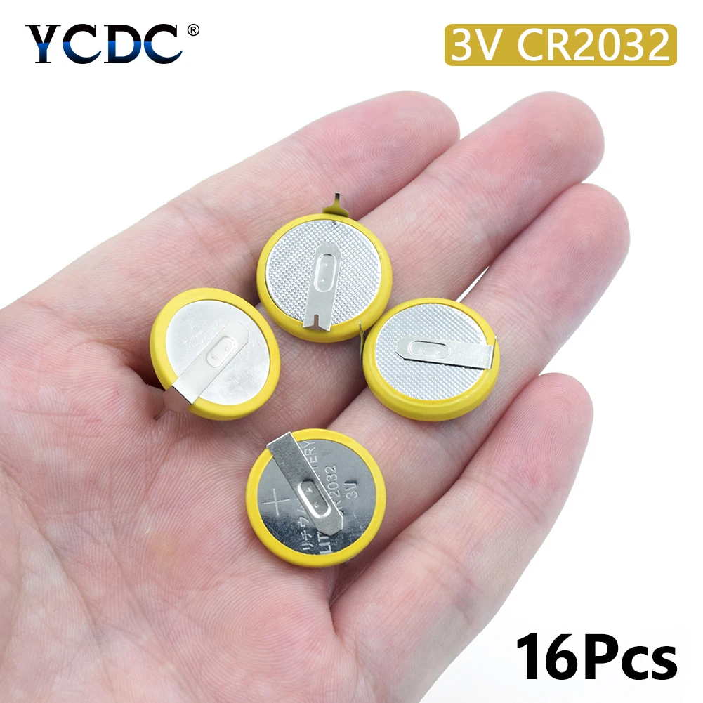 Батарея CR2032 16 шт. 2 контакта для пайки 3 в батарейки материнской платы