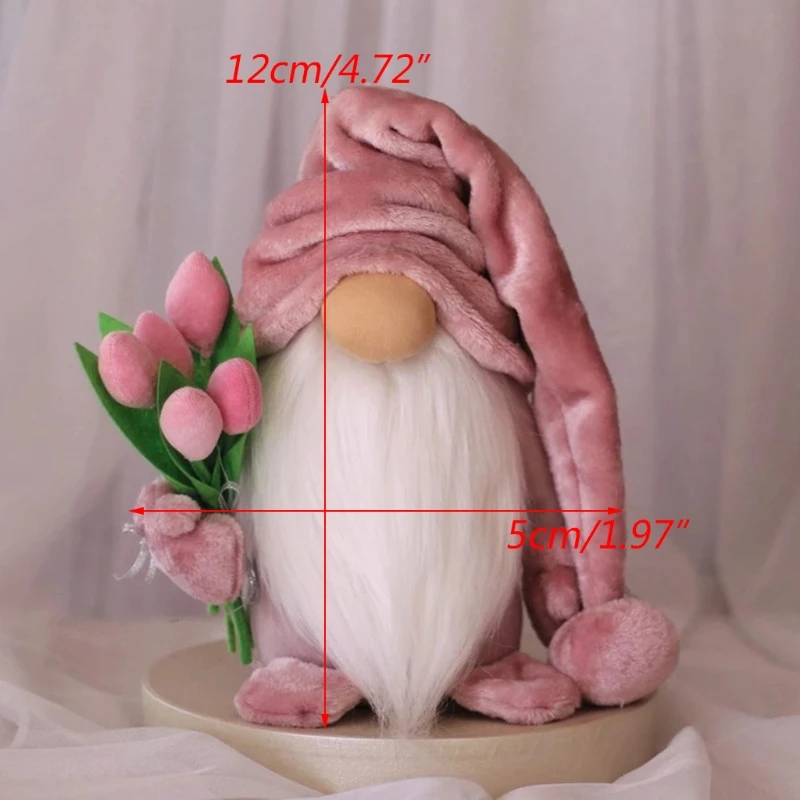 

Pink Gnome with Hat Fabric Doll for Mother's Day and Parties Cute Dress Up Festival Atmosphere