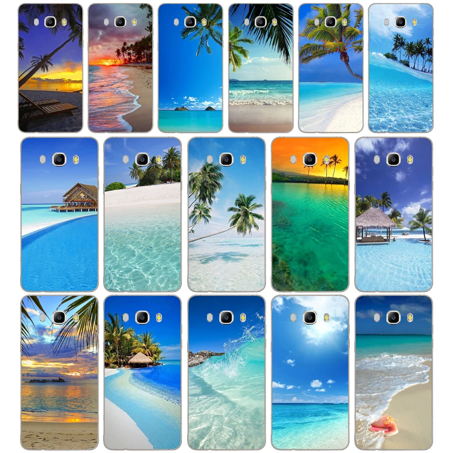 Летний пляж на закате море пальмы чехол для Samsung Galaxy a3 a5 2017 A6 A8 2018 j3 j5 j7 2016