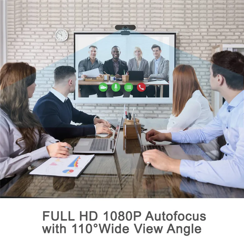 

1080P HD Webcam with Rotatable Autofocus USB 2.0 PC Desktop Web Camera Cam Mini Computer WebCamera Video Recording Work