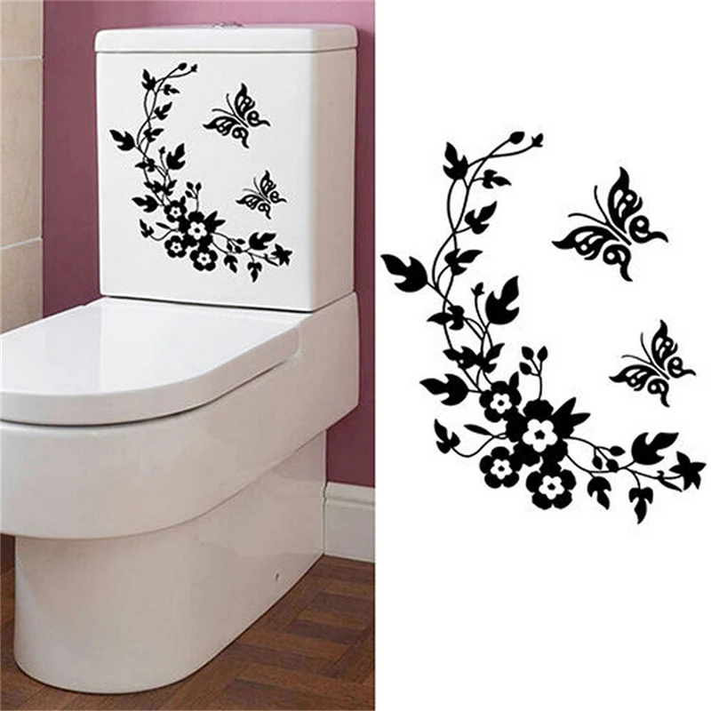 

For Toilet Decorative Sticker Dog Cat Flower Quote Smile Face Pattern Toilet Seat Cover Bathroom Wall Stickers Wall Decals