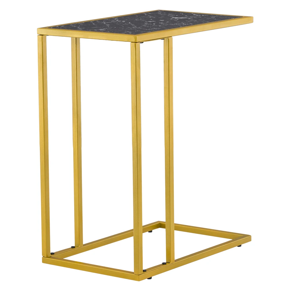 

Marble Simple C-Shaped Side Table Black Creative Unique Shape Convenient Table Suit For Living Room Bedroom Outdoor Furniture