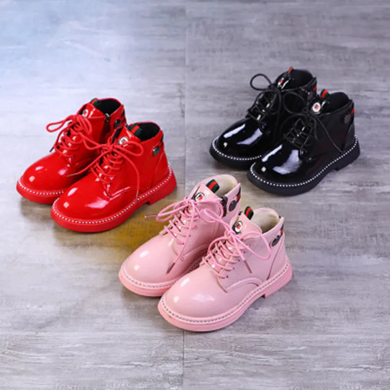 Осень 2020 новые детские низкие ботинки модная обувь из лакированной кожи для