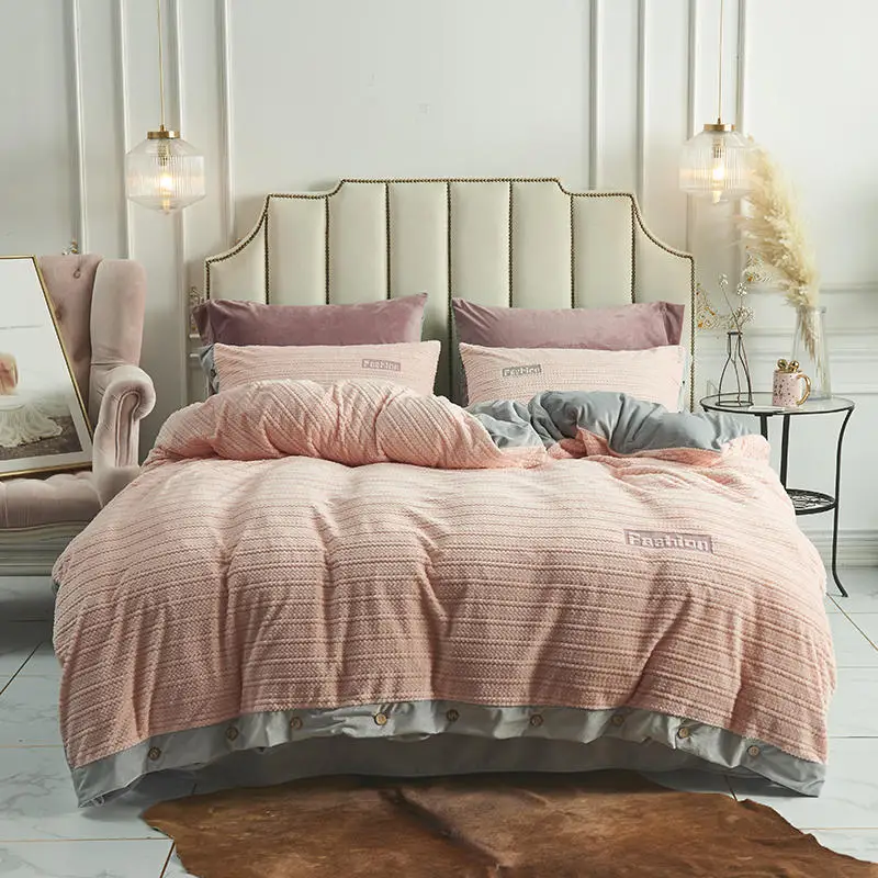Модные новые комплекты постельного белья из бархата и флиса 4 шт. пододеяльник