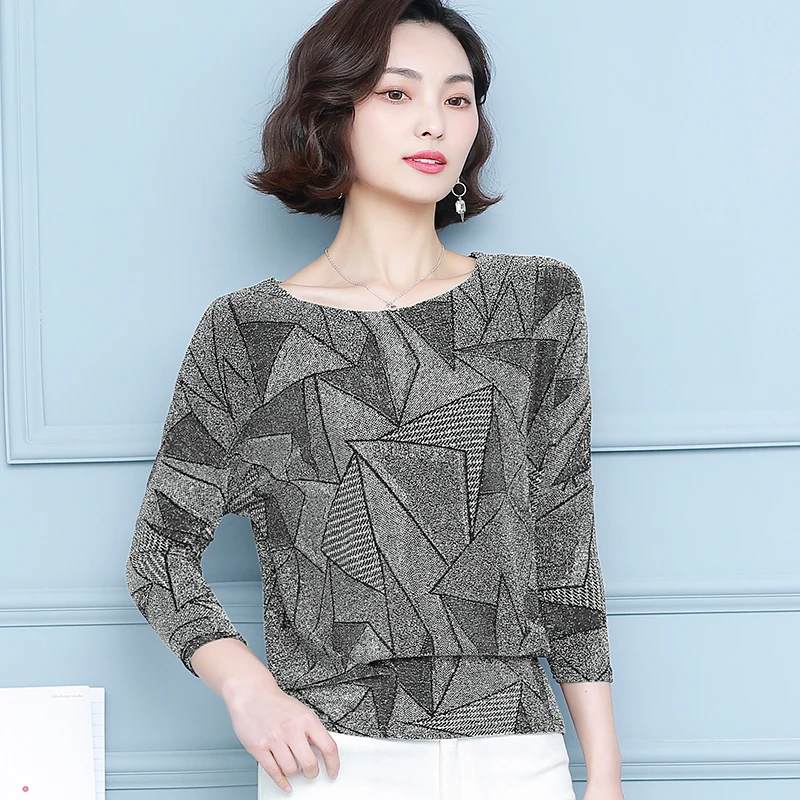 

Korean Fashion Bat Sleeve Women Blouses Shine Lurex Elegant Women Shirts Bright Silk Womens Tops and Blouses Loose Camisas Mujer