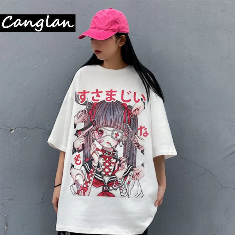 Готическая графическая футболка для женщин женская летняя Harajuku с коротким