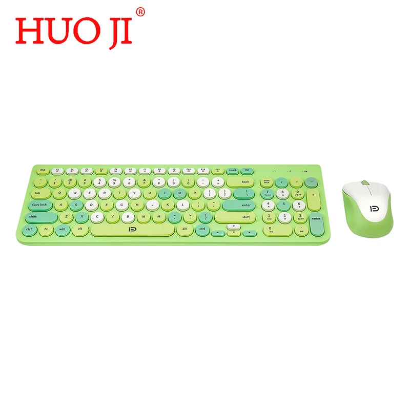 

HUO JI iK6630m 2.4Ghz Wireless Keyboard and Mouse Combo Set FD Contrast Color Colorful Round Quiet Keys for PC Destop