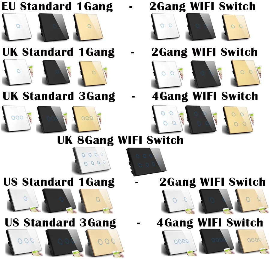 ASEER 1/2/3/4/8 Gang "Умный" настенный wi-fi-выключатель WI-FI, с украшением в виде кристаллов Стекло Беспроводной светильник переключатель, приложение Tuya WI-FI пульт дистанционного управления, с google alexa