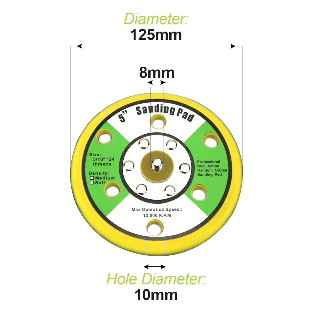 1PC 125MM SIX-HOLE LANNERET 150 мм/125 мм 6-отверстия Флокирование наждачной бумаги присоска M8 нитки крюк и петля подложка 5 ''/6'' шлифовальный коврик - Цвет: 1PC 125MM SIX-HOLE