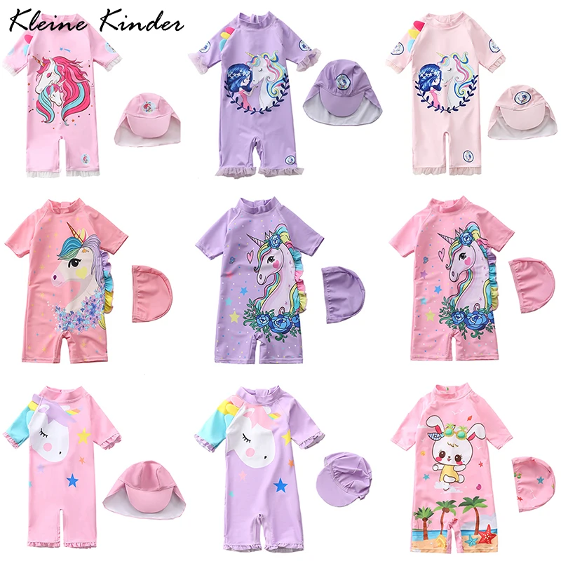 Купальник для мальчиков и девочек с УФ-защитой шапкой купальник единорогом