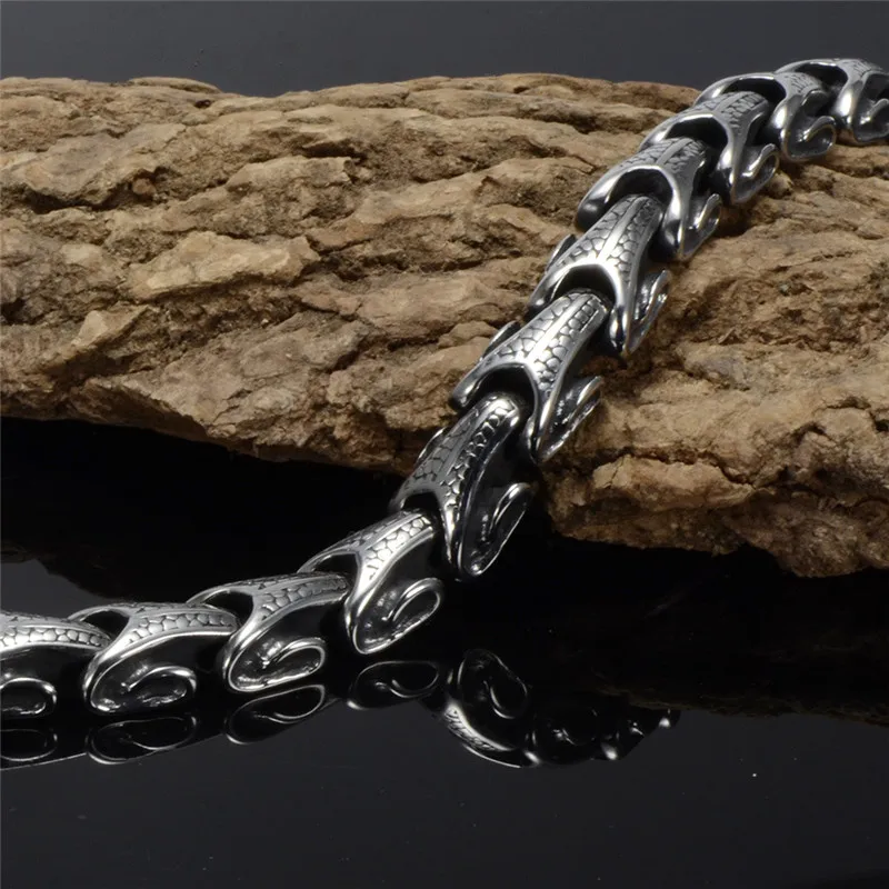 Мужские крутые браслеты из нержавеющей стали Dragon Grain в стиле панк рок мужские