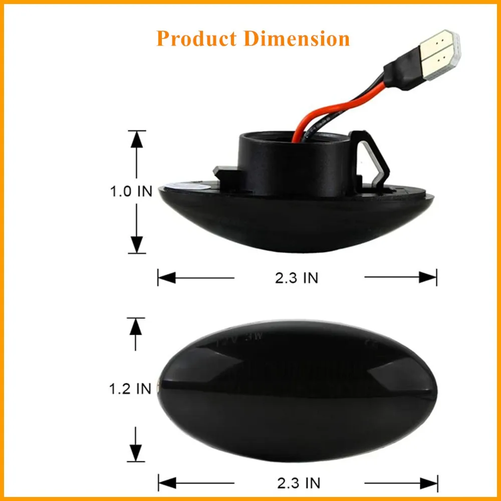 12V течет боковой фонарь-повторитель Динамический светодиодный габаритный фонарь