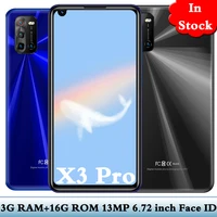 6 72 x3 pro celular 4g lte 3g ram16g rom frontback camera 8mp13mp cheap smartphones face id android mobile phones unlocked