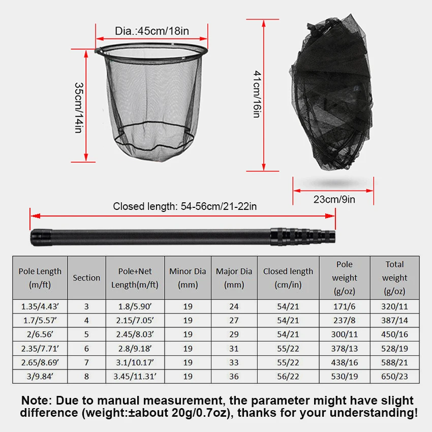 Карбоновая рыболовная сеть складная телескопическая 1 8-3 45 м | Спорт и развлечения