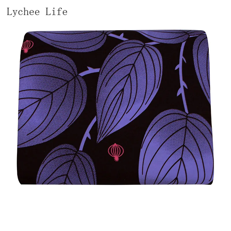 Lychee Life Анкара Африканский настоящий воск принт ткань фиолетовый цвет лист