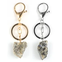 original irregular natural labradorite pendant keychain men women boho car bag key chain ring key holder male jewelry gifts