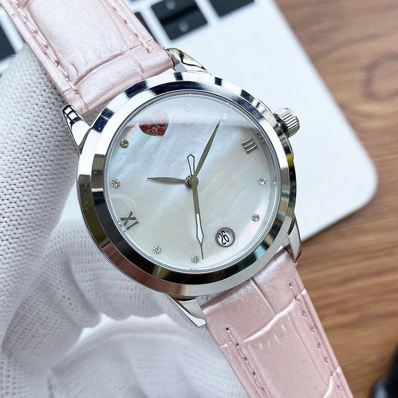 

Top Luxury Sapphire Glass Ladies Dress Watch for Women Quartz Watches Genuine Leather Band Waterproof Brand Female Clock 34mm