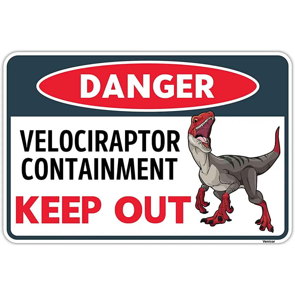 

Venicor Velociraptor знак динозавра алюминиевый Раптор динозавр декор комнаты для мальчиков динозавр предупреждение спальня металлический жестяно...