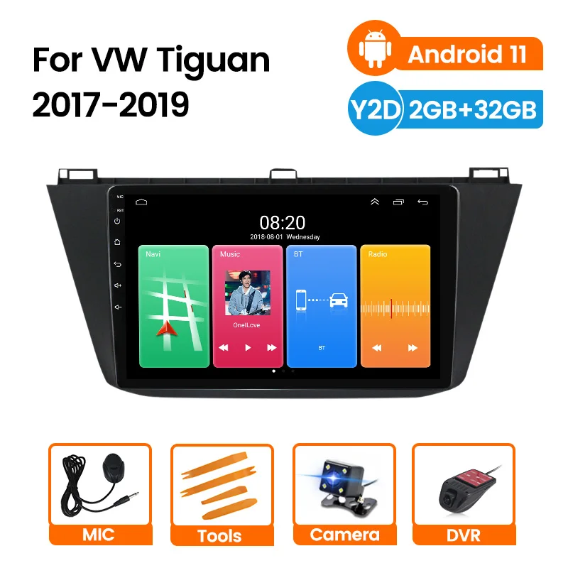 Для Volkswagen VW Tiguan 2 Mk 2016 2017 2018 2019 Авторадио 2din Android 11 DVD Автомобильный мультимедийный