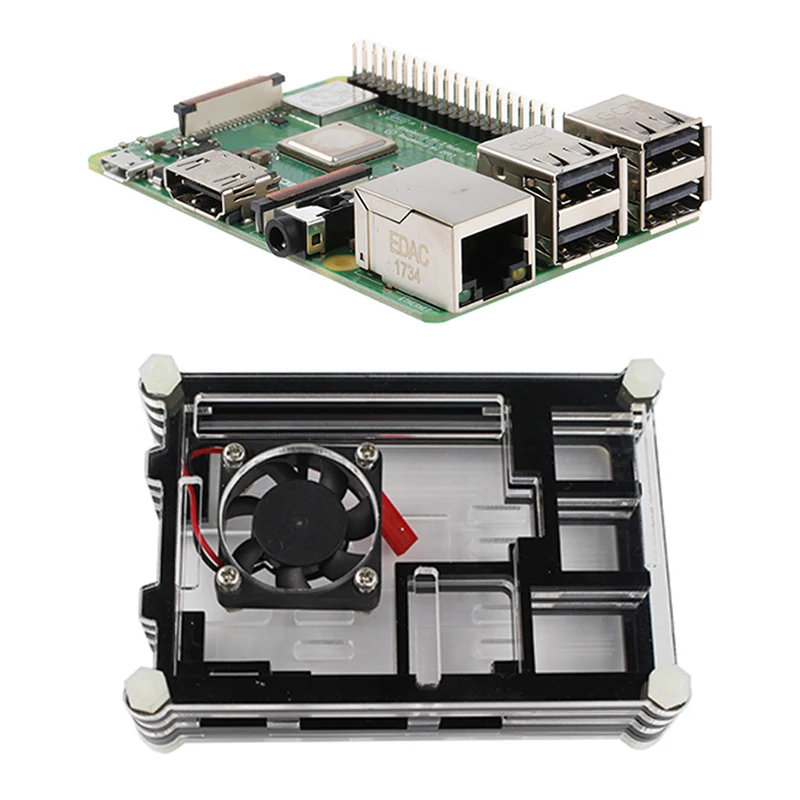 Raspberry Pi 3B plus (+) и 9 слойная акриловая коробка черные чехлы | Компьютеры офис