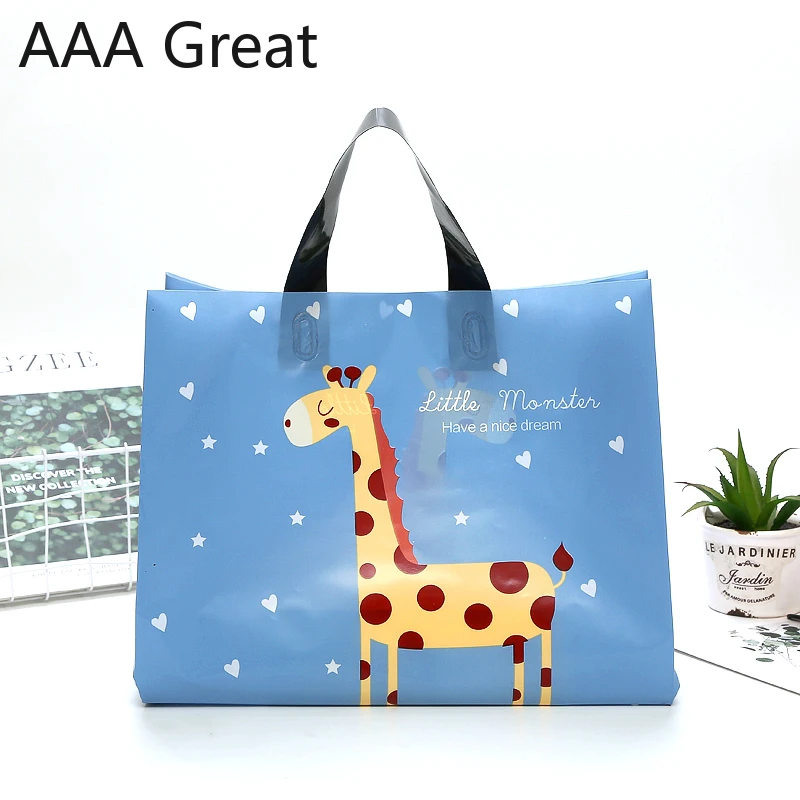 

50 шт./лот, модная сумка для магазина одежды, пластиковая подарочная сумка для покупок, сумка для упаковки одежды, мешочки с животными и цветами в горошек, сумки для обуви