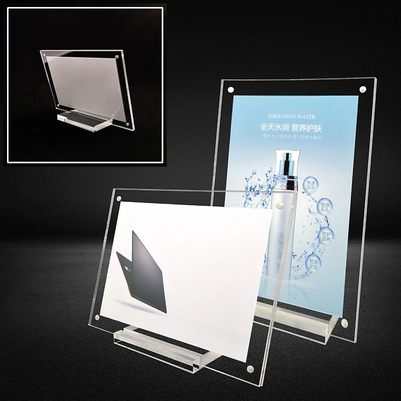 

Acrylic Table Card Rack Billboard Price Tag Table Sign Card Holder Display Stand Photo Frame With Base For Home Office Shop