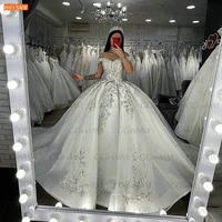 luxury beading wedding gowns 2021 lace up robe de mari%c3%a9e appliqus arabian bridal dresses for women custom made vestidos de noiva