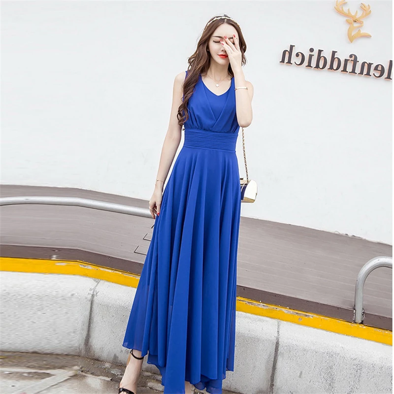 Женское длинное шифоновое платье в богемном стиле модель 5XL на весну и лето