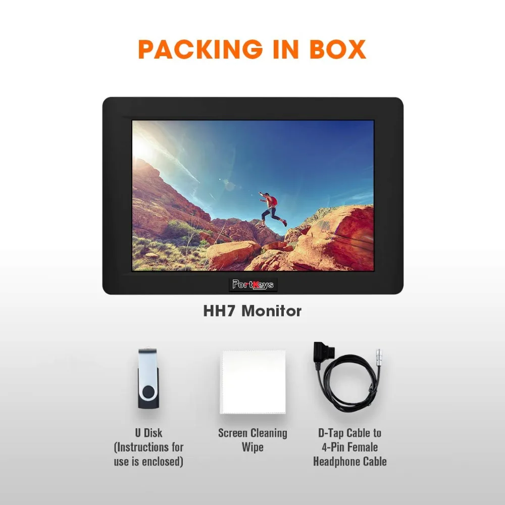 PortKeys HH7 7 дюймов 1920x1200 1200 нит с HLG/3D LUT 4K HDMI вход/выход поставить на камеру полевой монитор