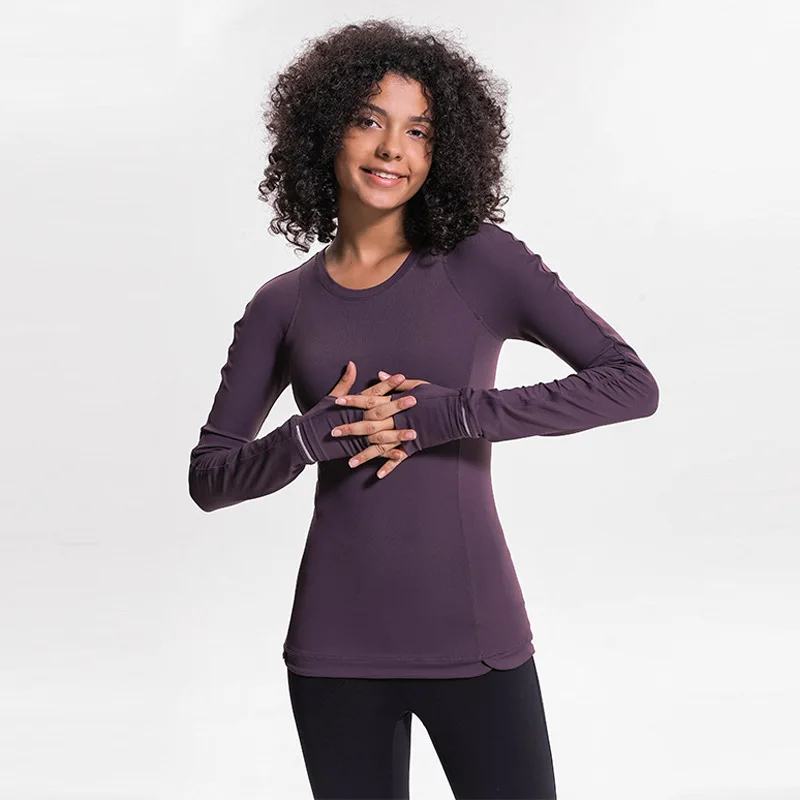 

COVER Buttery-soft Fitness Athletic Yoga Long Sleeve Shirts Women Naked-feel Fabric Gym Workout Sport Long Sleeved Tops