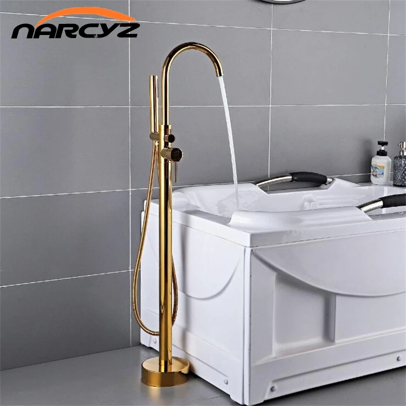 Латунный Смеситель для ванны с позолоченным креплением кран ванной комнаты