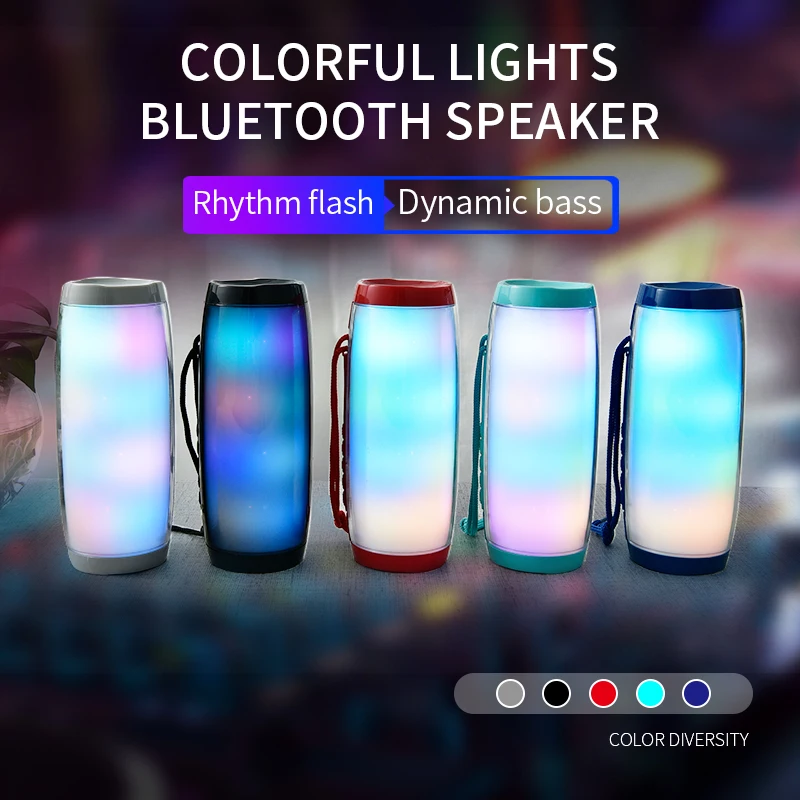 Портативный беспроводной Bluetooth динамик, светодиодный бас, цветная бум-бокс, наружная колонка, звуковая коробка с микрофоном, поддержка TF, FM, USB