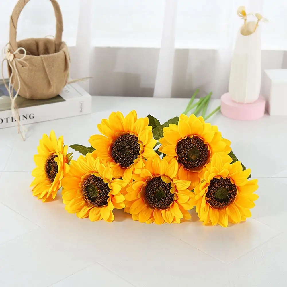 1 букет желтых шелковых подсолнухов искусственные цветы для вечерние ринки