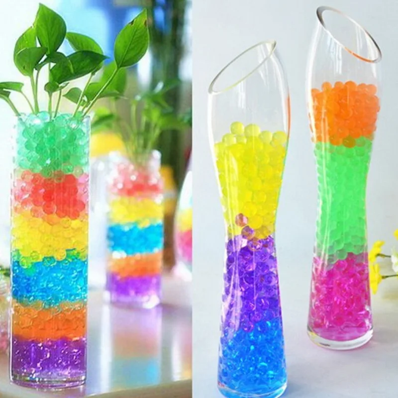 

500pcs Multicolour Pearl Gel Ball Polymer Hydrogel Crystal Mud Soil Water Beads Grow Magic Jelly Wedding Home Decoration