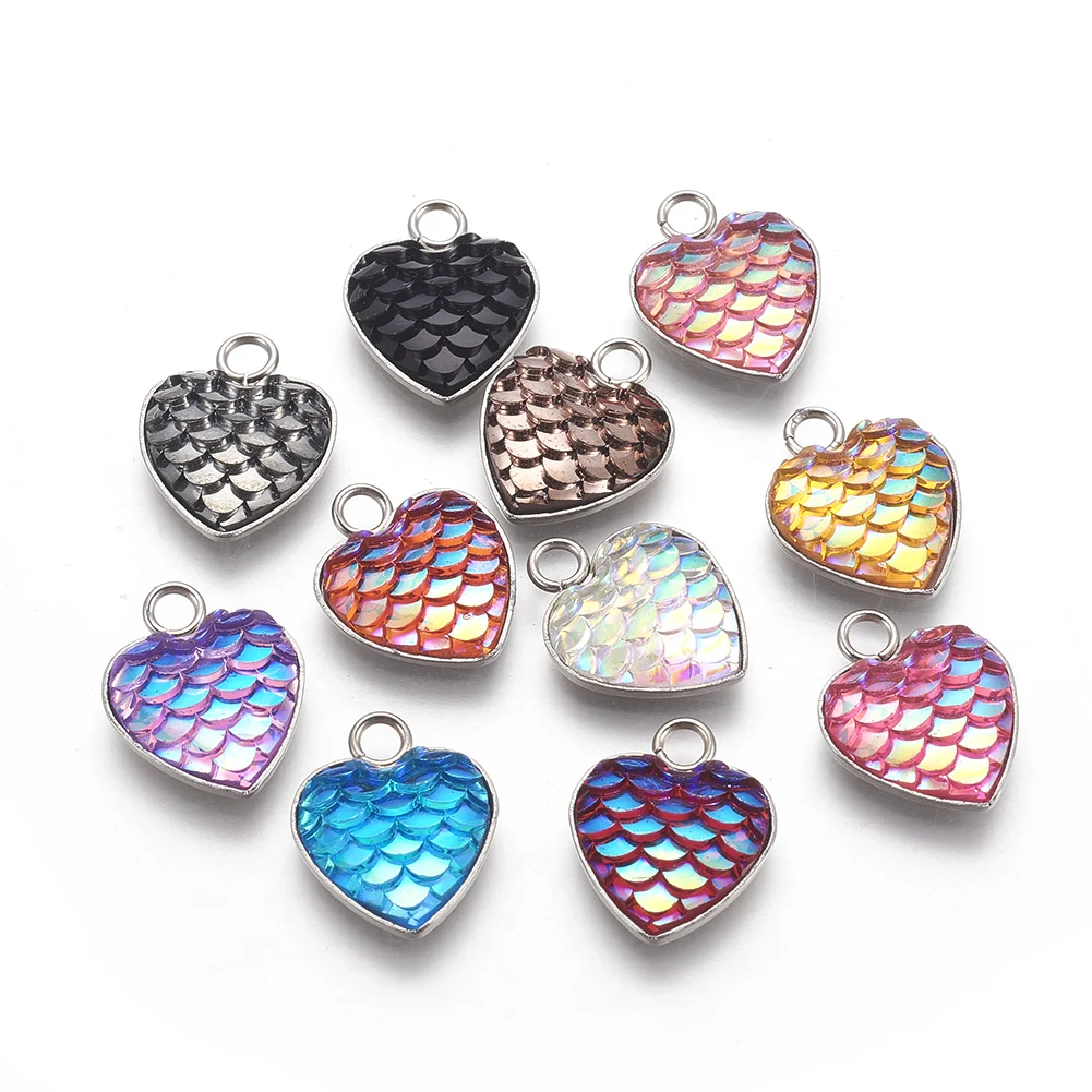 

30 Pcs Heart 304 Stainless Steel Pendants Fish Scale Shape Charms For DIY Necklaces Earrings Bracelets Jewelry Making Supplies