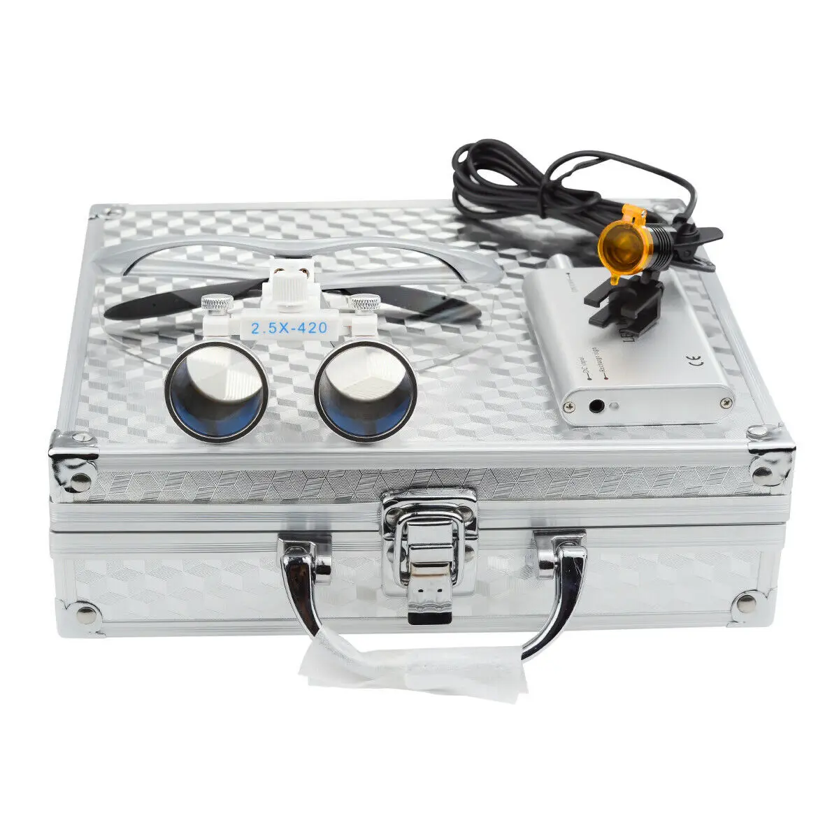 Бинокулярный стоматолог лупы + 5 Вт Светодиодный фар с фильтром Алюминий коробка