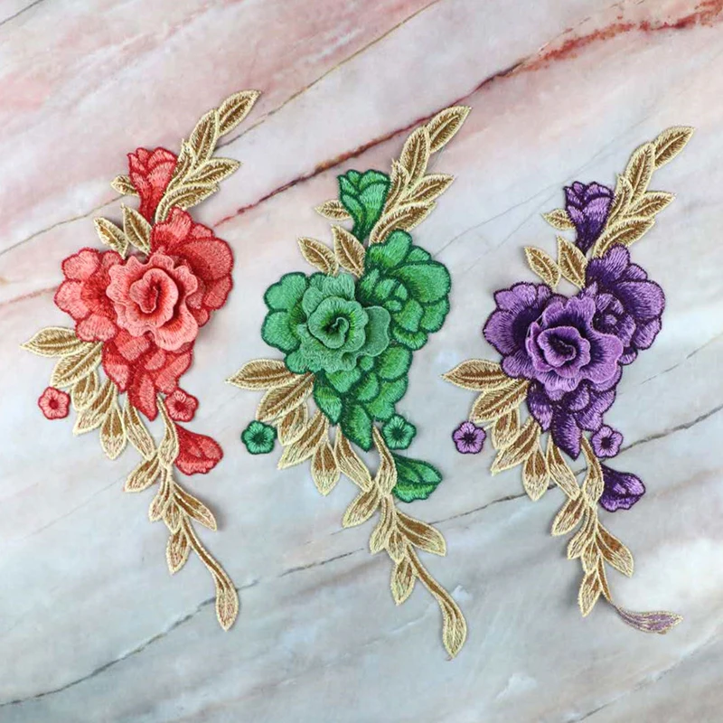 1 шт. вышитая красная роза патч для шитья цветок наклейки утюга на патчи одежды