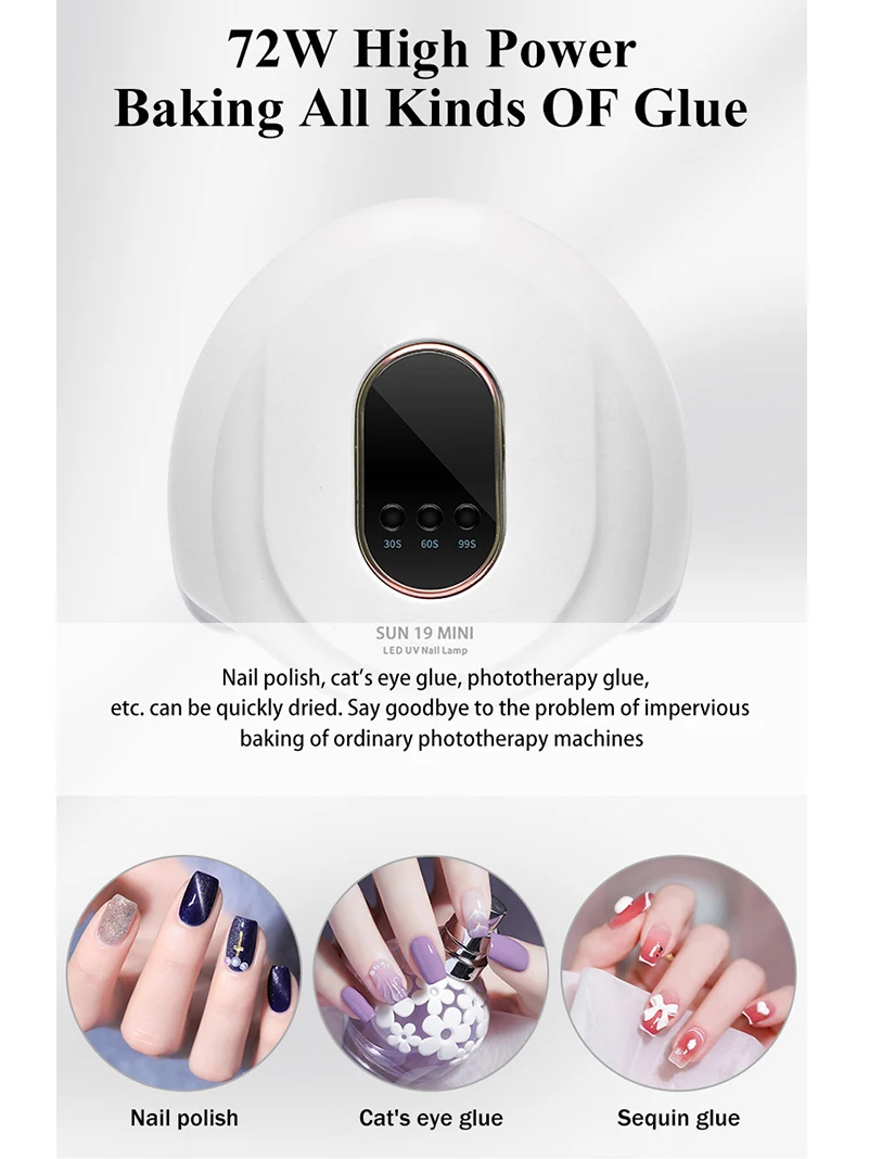 Портативный 72 Вт розовый маникюрная Сушилка для ногтей УФ светодиодный