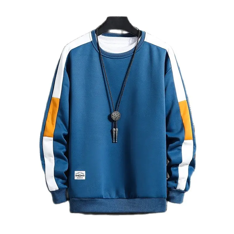 

2021Long Sleeve Harajuku Sweatshirts Men New Fashion Hoodie Mens Casual O-Neck Patchwork Sweatshirt for Young Men