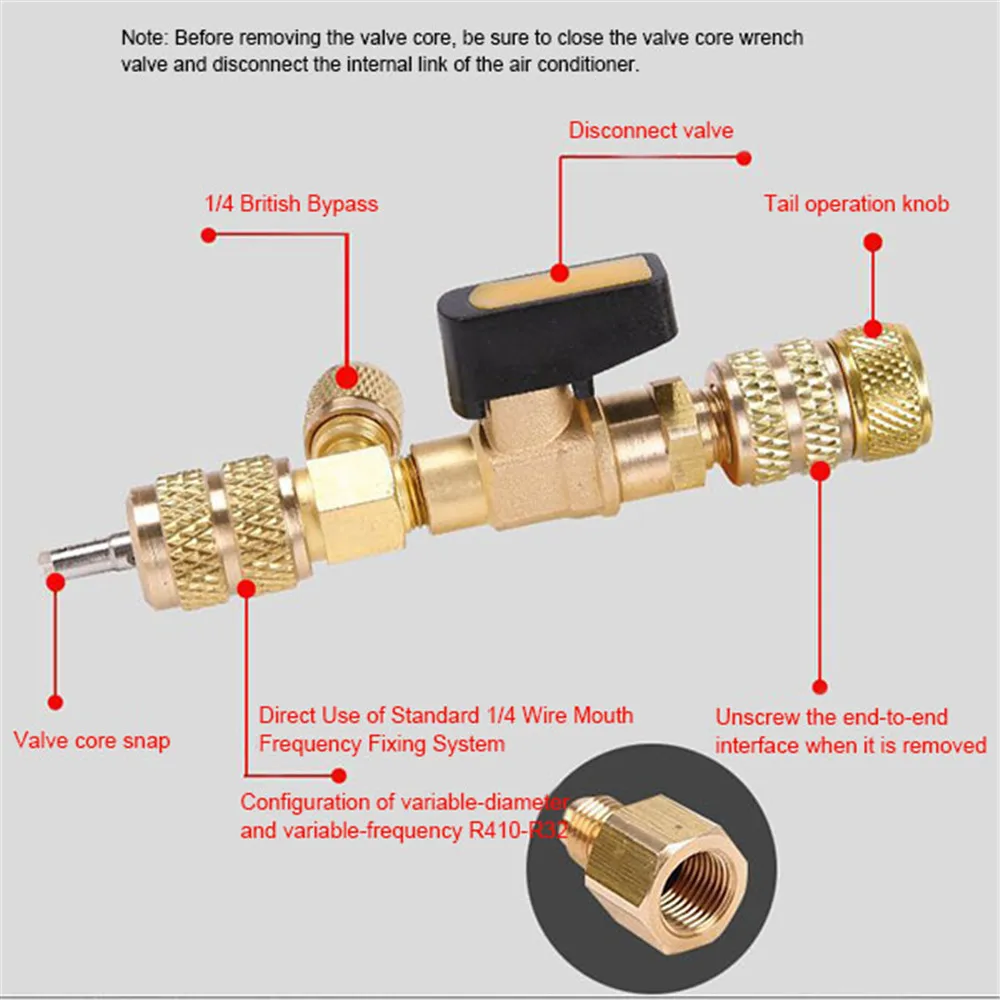 Hot Car Air Conditioner Valve Core Remover Wrench Replacement Auto Service Tool JLD |