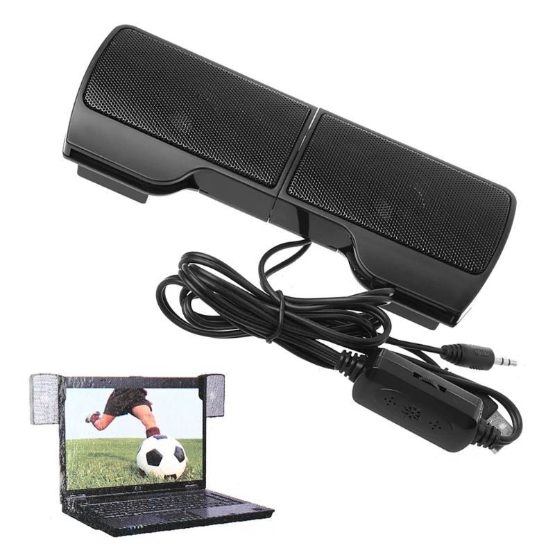 1 pair mini usb powered line control stereo clip on speaker for notebook laptop free global shipping