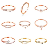 luxury rose gold fashion women love bracelet love letter swan star crystal charm bracelet for women 2020 new famous jewelry