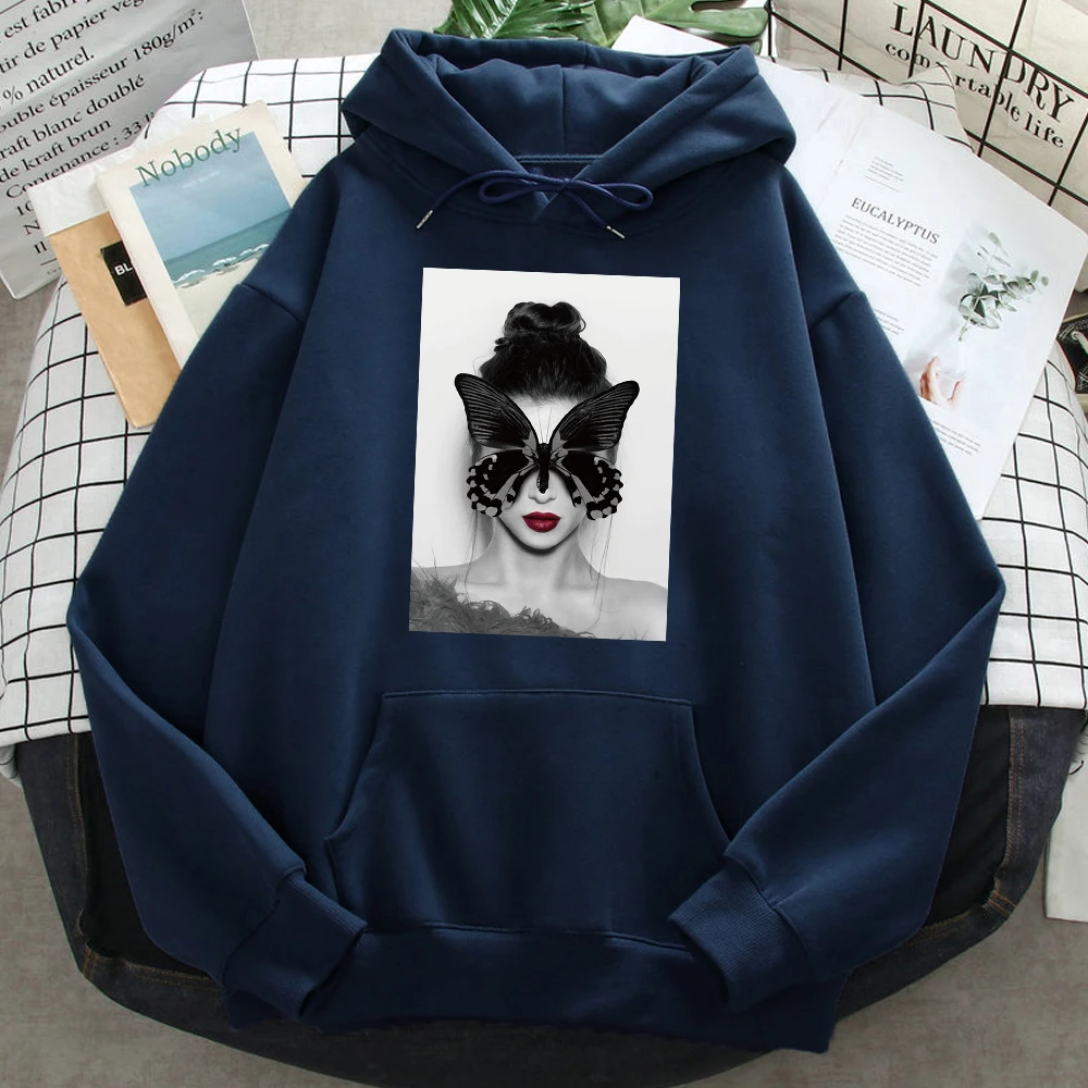 

Butterfly Women Printed Hoodies Men'S Casual Cartoons Hoody Hip Hop Vintage Streetwear Long Sleeve Retro Fleece Warm Man Hoody