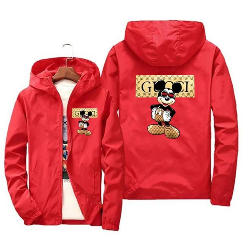 

2021 Spring/summer Men's jacket Fashion Mickey print slim top men's casual baseball leader zipper hooded jacket men's jacket